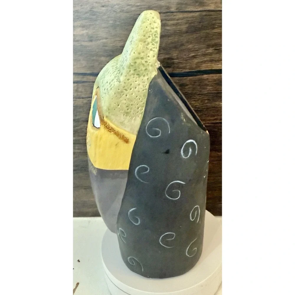 Penco Industries Colorful Ceramic‎ Art Pottery Cat Tribal Vase